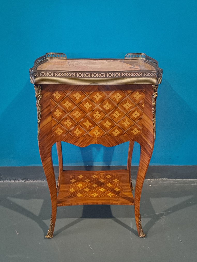 Κομοδίνο - Ξύλο, Μπρούντζος, Μάρμαρο - Tavolinetto Comodino Fran #4.3