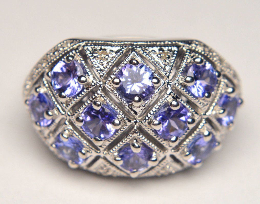 Ingen mindstepris - Ring 925 sølv Tanzanit - Diamant #4.3