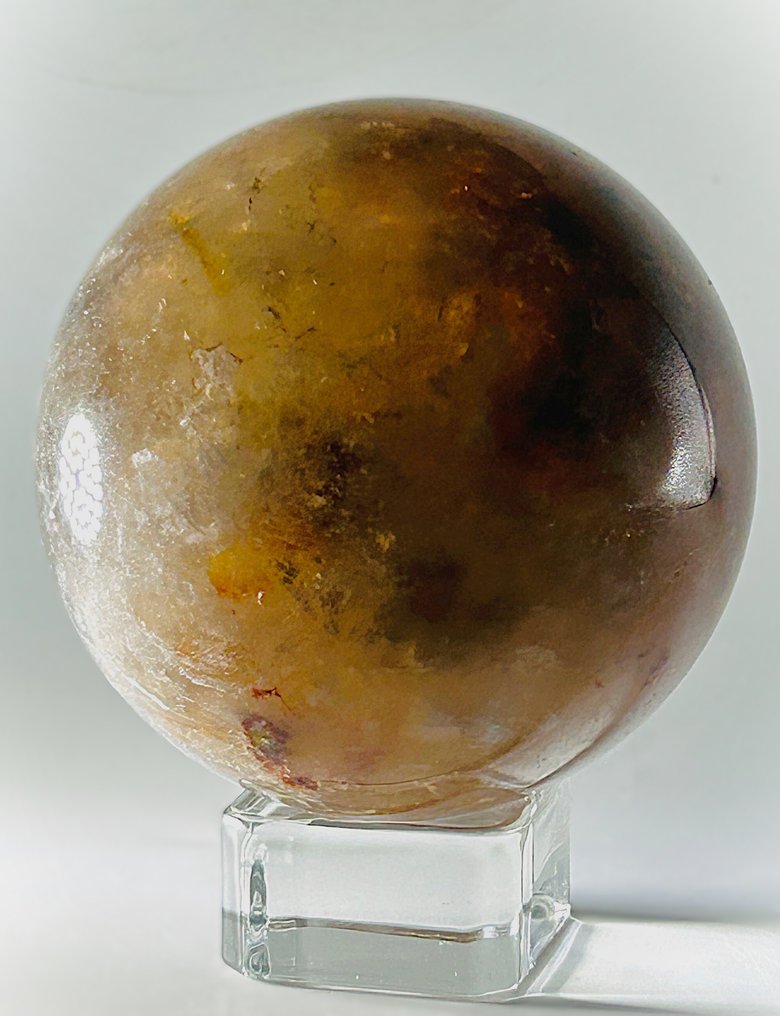 ***无底价*** 来自巴西的烟熏石英球体 深地色调与自然特性 - 直径82mm- 752 g - (1) #1.0