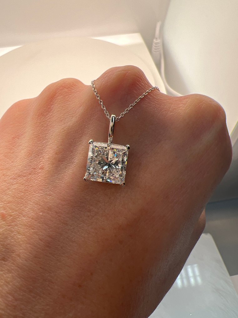 Κολιέ - 14 καράτια Λευκός χρυσός -  5.00ct. tw. Διαμάντι (Εργαστηριακής καλλιέργειας) #3.2