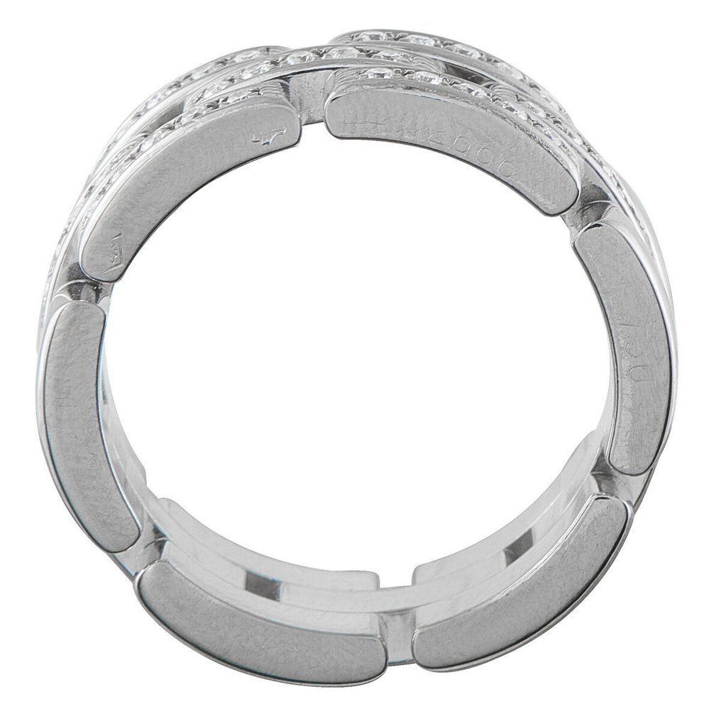 Cartier - 戒指 - 18 克拉 卡地亚 Maillon Panthere 18K 白金钻石半铺镶三排戒指, 白金 #3.2