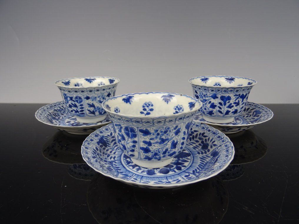 Tazza e piattino (3) - Porcellana - Marca Qianlong #1.0