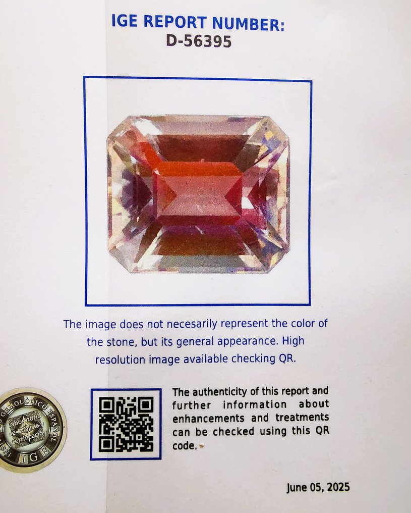 没有保留价 - 1 pcs 多色 月光石 - 1.64 ct - 西班牙宝石学院(IGE) - MOONSTONE/RAINBOW #2.1