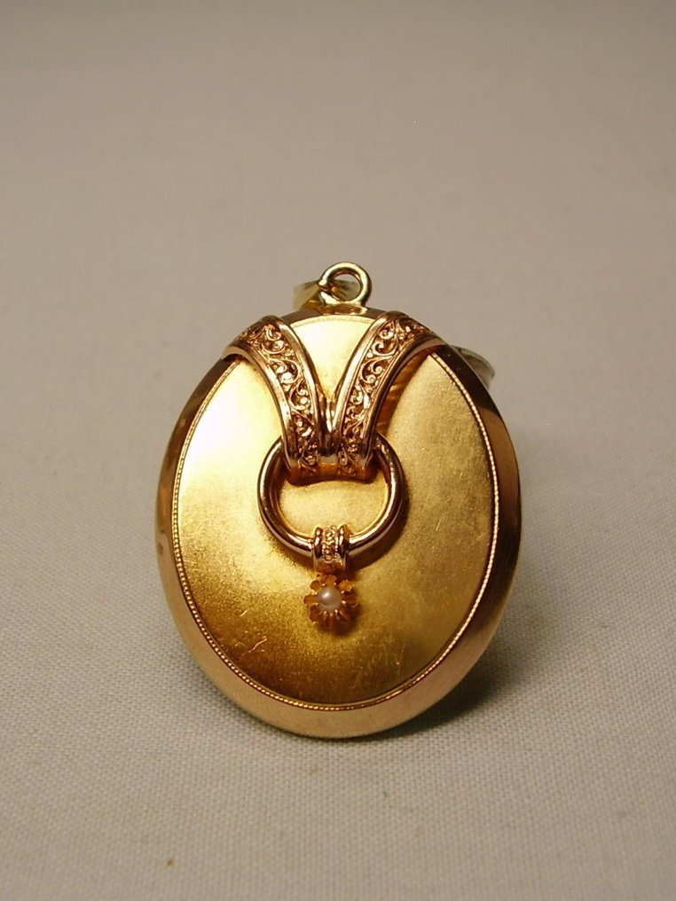 Zonder minimumprijs - Hanger - 14 karaat Geel goud, Tombak - Viktor.Photomedailon1860 #1.0