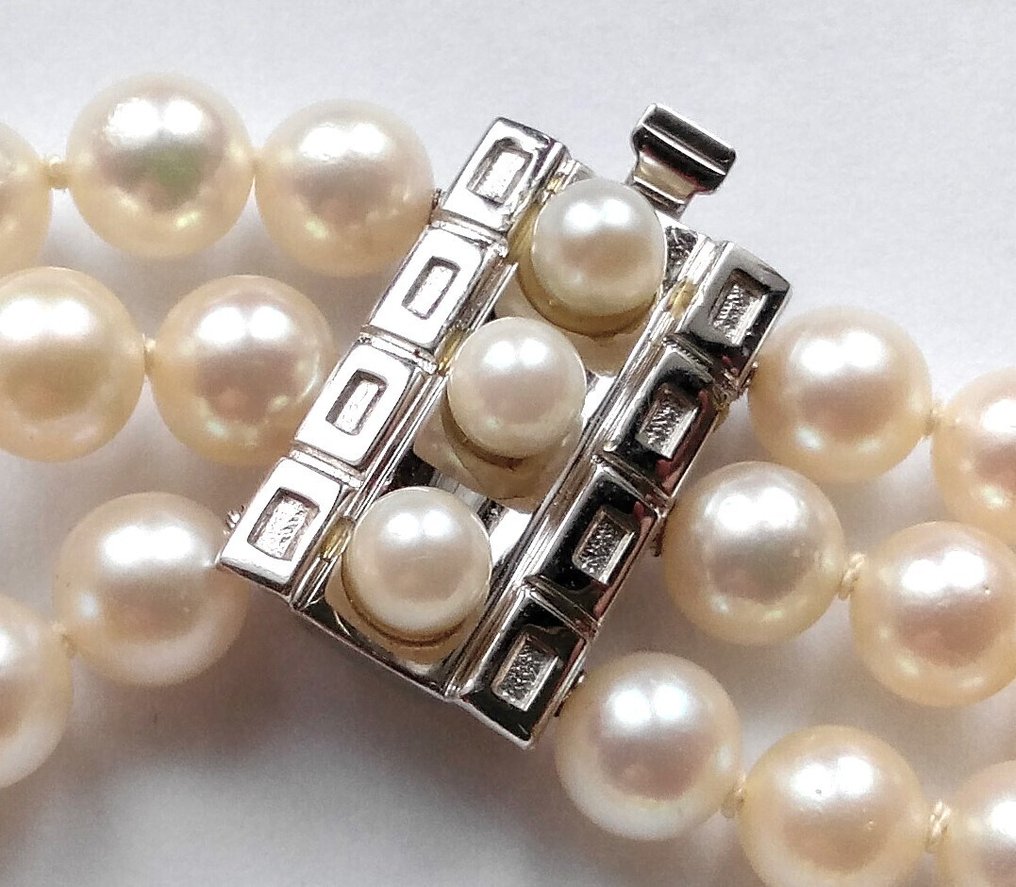 Βραχιόλι 333 / 8 καρατίων λευκόχρυσο - ακαόπετρα - τριπλή σειρά #2.1