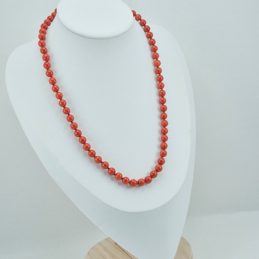 紅珊瑚 - 18 克拉 - 黃金 - 頸鏈 - CORALLO MEDITERRANEO #1.0