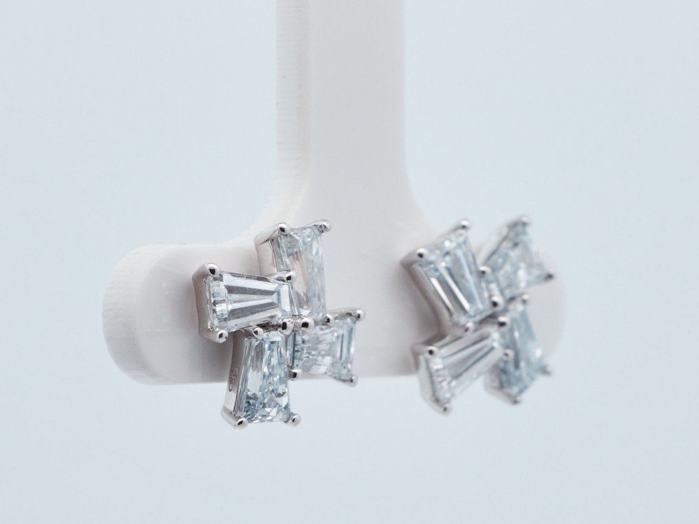 沒有保留價 - 耳環 - 14 克拉 白金 -  2.47ct. tw. 鉆石 (實驗室培育) #1.0