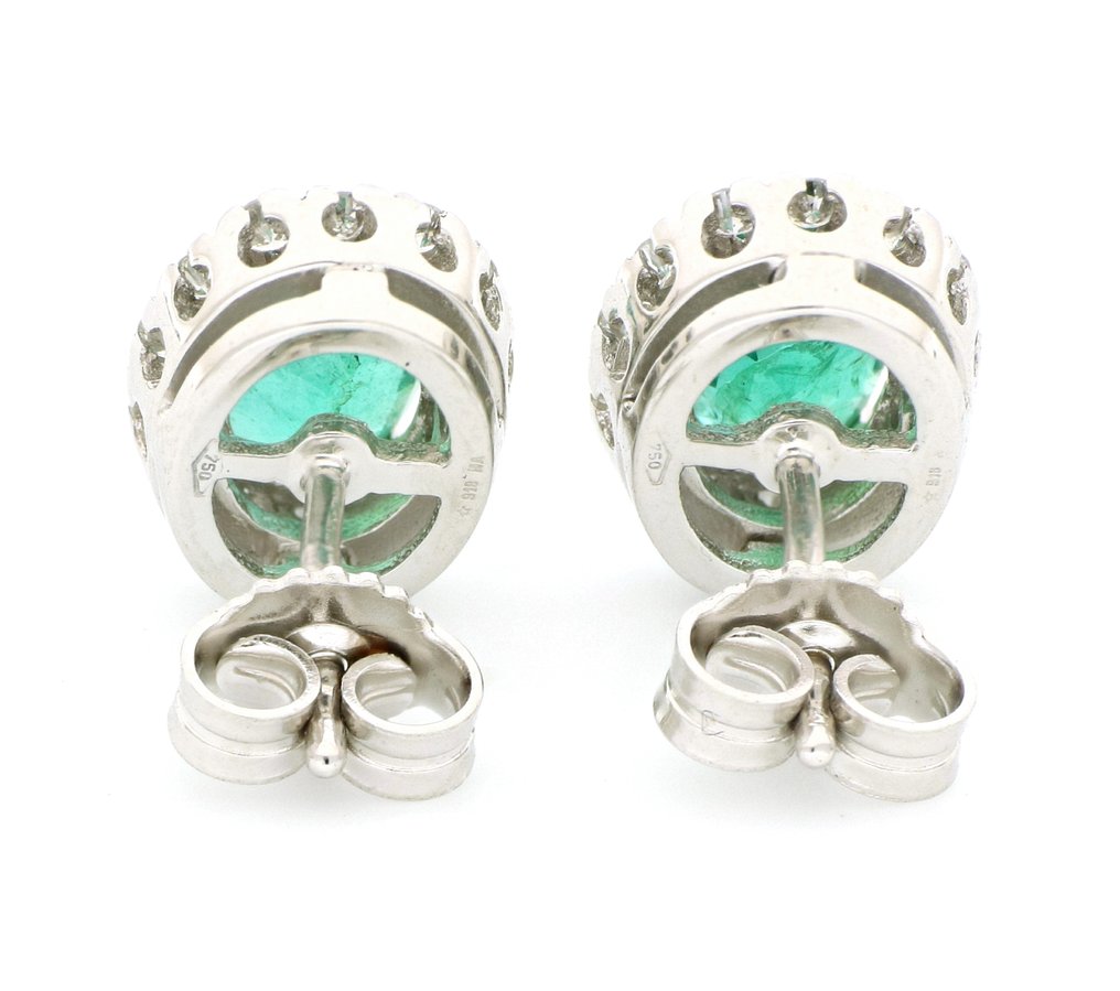 Ingen mindstepris - Øreringe - 18 kraat Hvidguld -  3.00ct. tw. Smaragd - Diamant #3.2