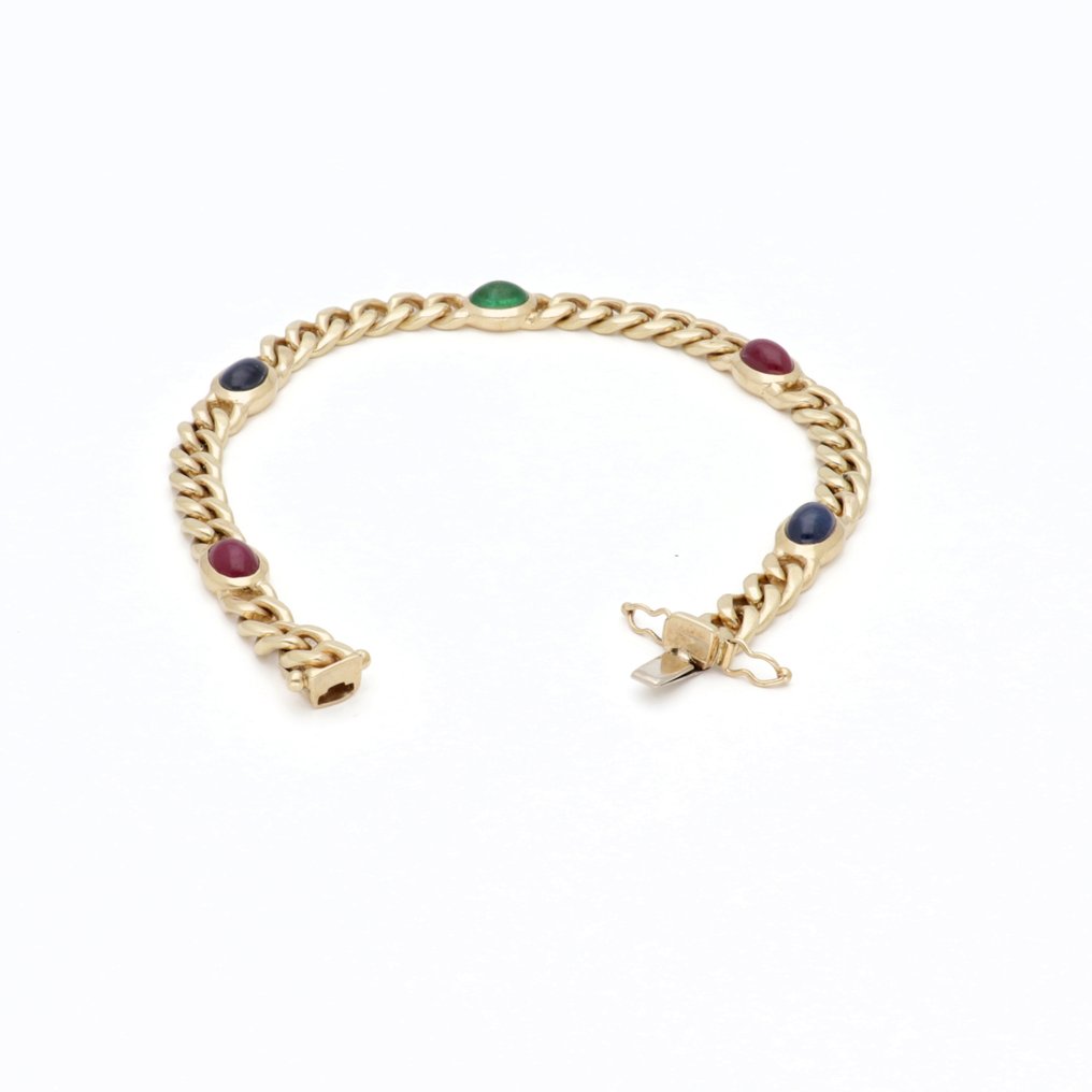 Armbånd - 14 karat Gull -  5.35ct. tw. - Saffirer / Rubiner / Smaragder #2.1