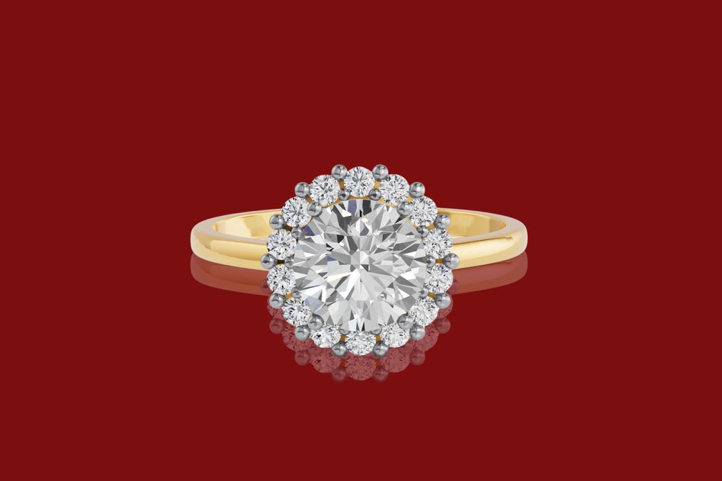 Δαχτυλίδι - 14 καράτια Κίτρινο χρυσό - 2.20ct. tw. Διαμάντι (Εργαστηριακής καλλιέργειας) - Διαμάντι #1.0