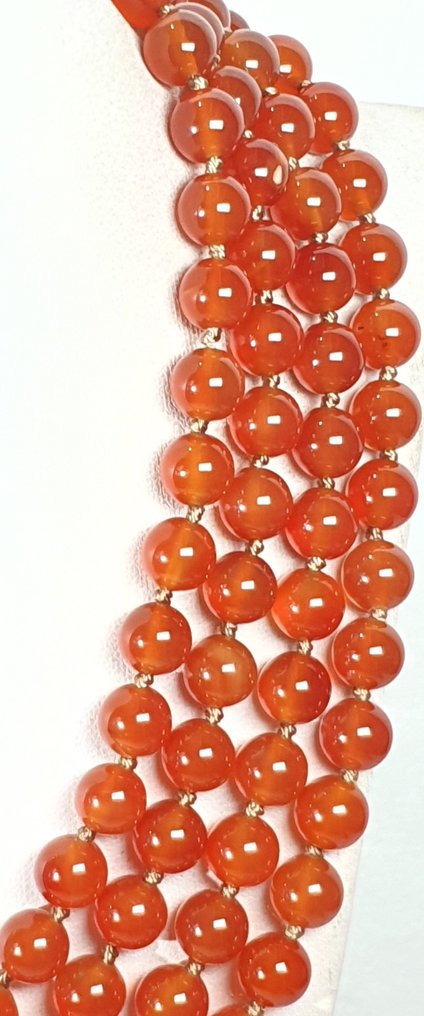 天然红玛瑙 - 一等品质 - 消除身体和精神疲劳 - 手链和项链 - 银质 - 项链 #4.3