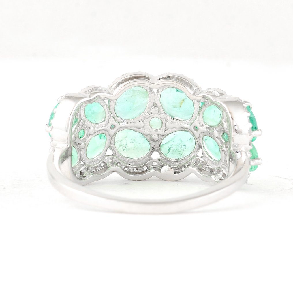 Sans prix de réserve - Bague Platine - 2.79ct. tw. Émeraude - Saphir #1.0