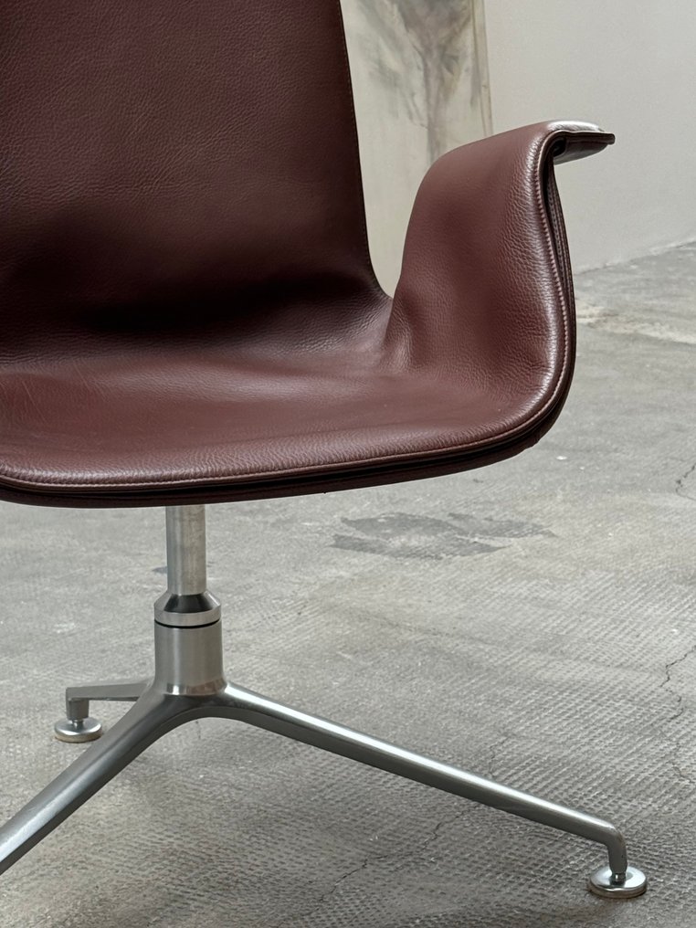 Walter Knoll - Preben Fabricius, Jorgen Kastholm - 扶手椅子 (2) - FK休闲椅 6727-3G - 皮革, 铝 - 旋转椅 #4.3