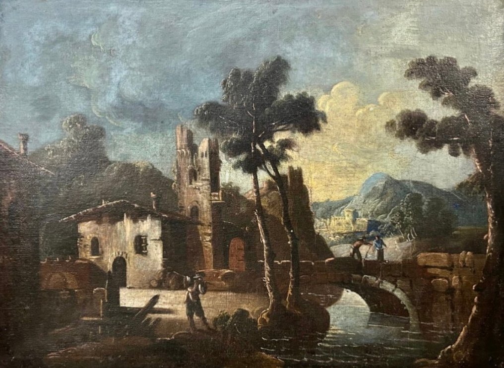 Claude Lorrain (1600-1682), seguace d - Paesaggio ideale con rovine e figure #1.0
