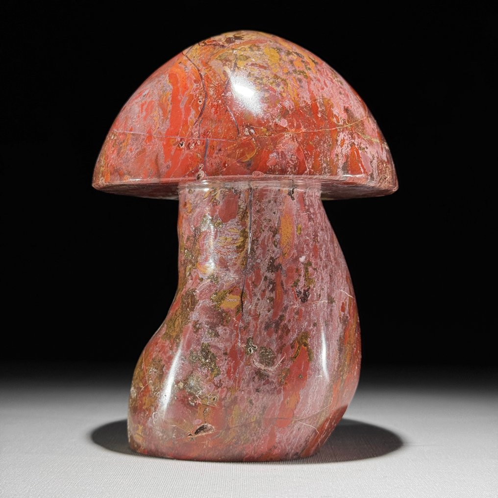 无底价 - 手工雕刻的粗糙红玉髓蘑菇雕塑 独一无二的收藏品 - 高度: 16 cm - 闊度: 11 cm- 2100 g - (1) #1.0