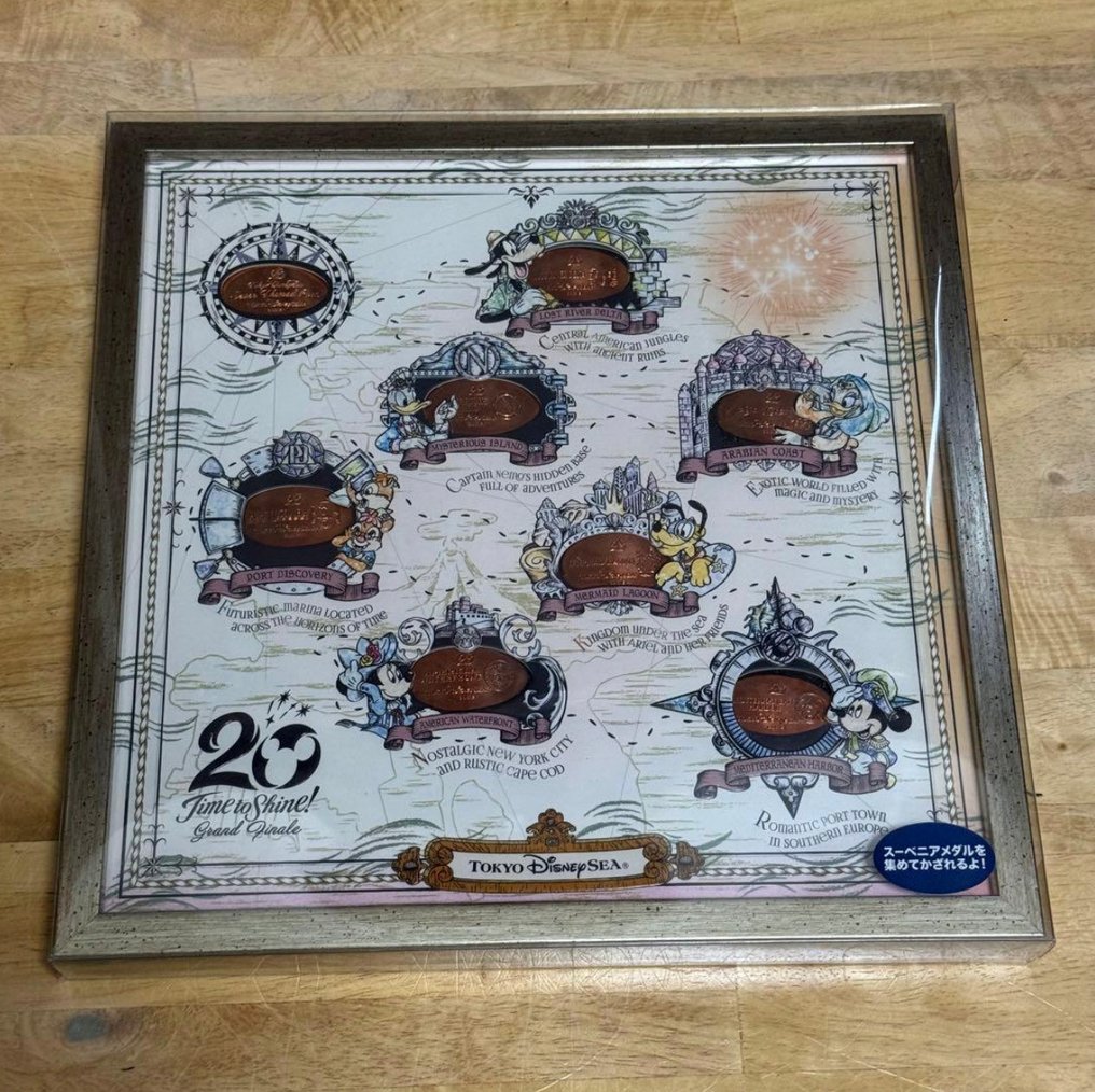 Disney - 8 纪念章框架及7枚纪念章——东京迪士尼Sea20周年纪念 #1.0