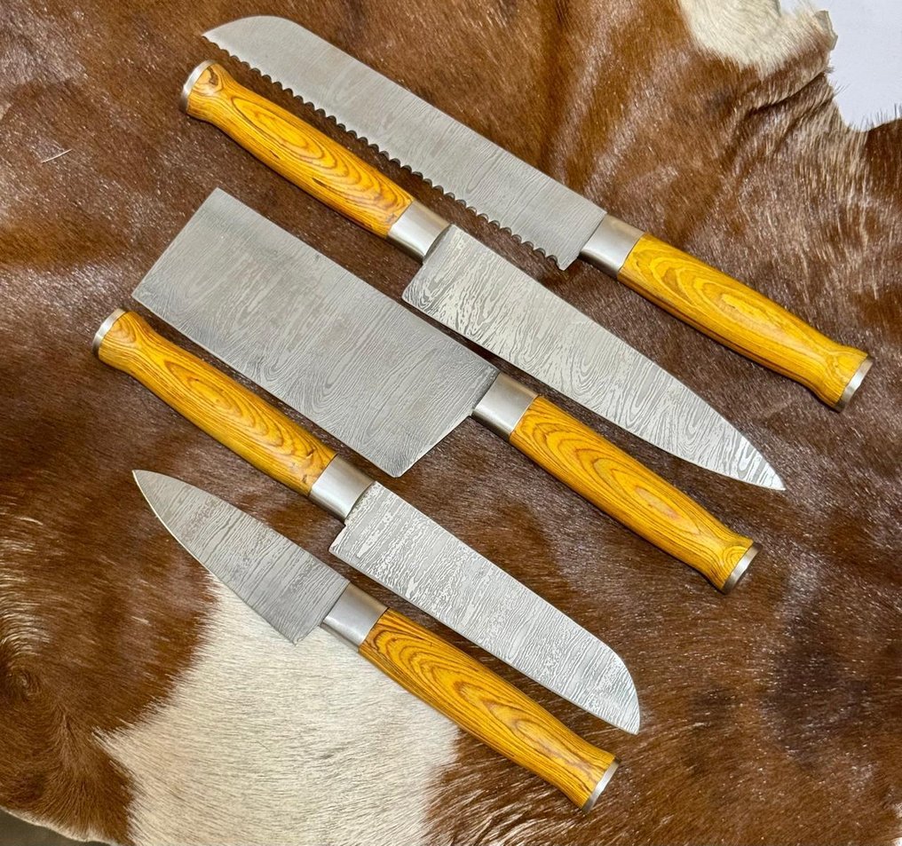 厨刀 -  厨房厨师刀（0021） - 美国异国木柄与1095/15N20折叠钢 - 英国 - 厨房厨师刀 #4.3