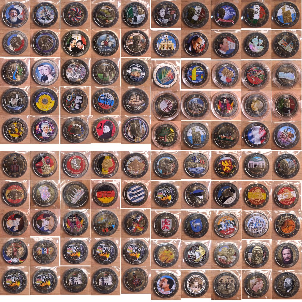 Europa. 2 Euro 2004/2025 (100 monnaies couleurs)  (Ingen reservasjonspris) #1.0