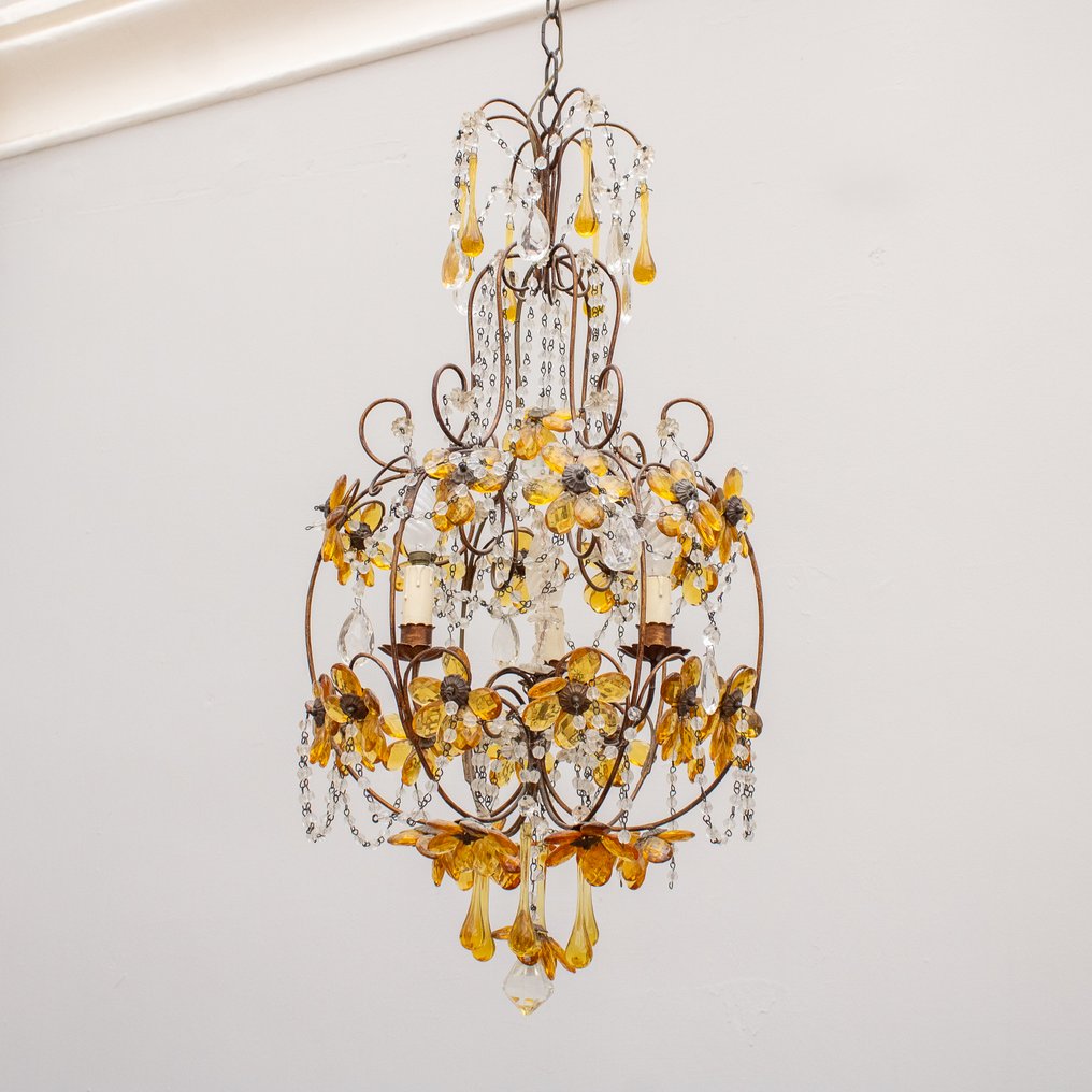 Κρεμαστό φωτιστικό - διακοσμημένο - Γυαλί Murano - ανθοί και σταγόνες #1.0