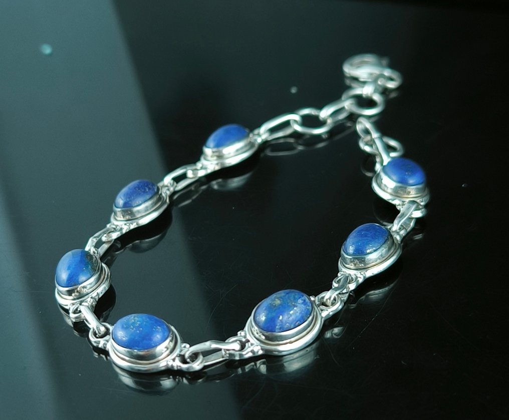 Lapis lazuli - Sølv - Armbånd - Sterlingsølv #4.3