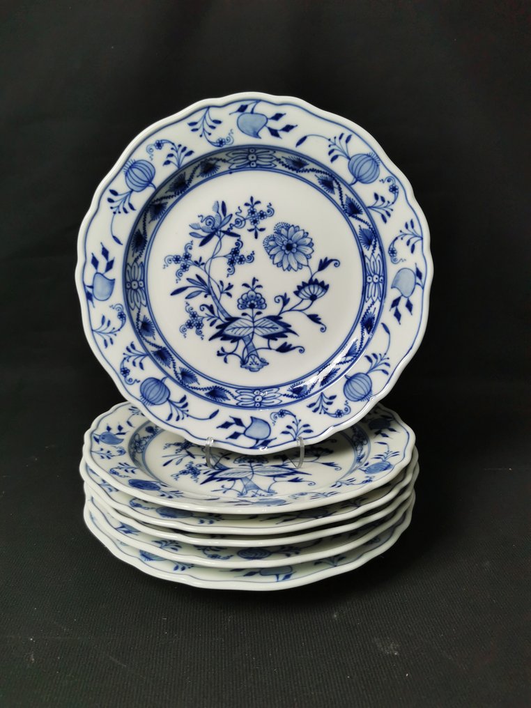 Meissen - Cipolla blu - 6 Piatti - D.22cm - 1.Wahl - Dessert service (6) - Porcelain #1.0