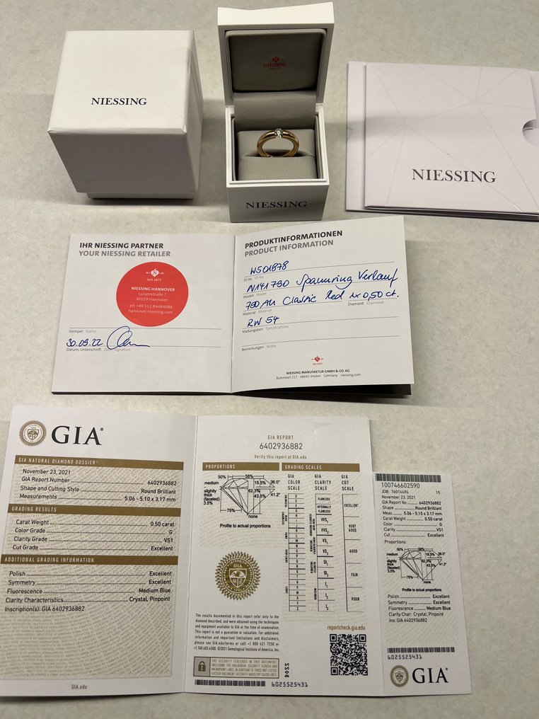 Δαχτυλίδι αρραβώνων - 18 καράτια Ροζ χρυσό -  0.50ct. tw. Διαμάντι (Φυσικό) - Niessing Spannring Tapere #4.3