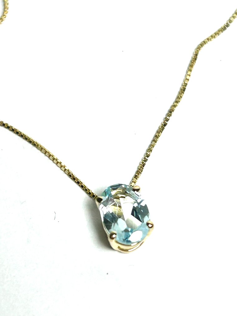 吊坠项链 - 18K包金 黄金 黄宝石 #1.0