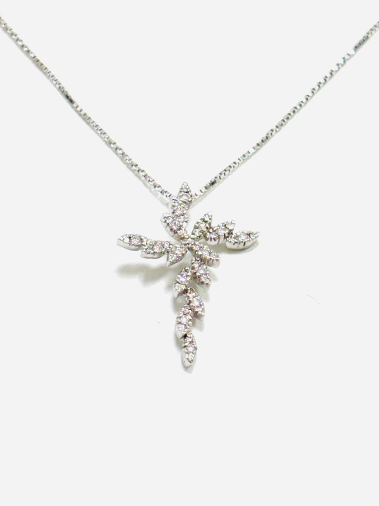 Κολιέ με μενταγιόν - 18 καράτια Λευκός χρυσός -  0.90ct. tw. Διαμάντι (Φυσικό)  - Κατασκευασμένο στην Ιταλία #1.0