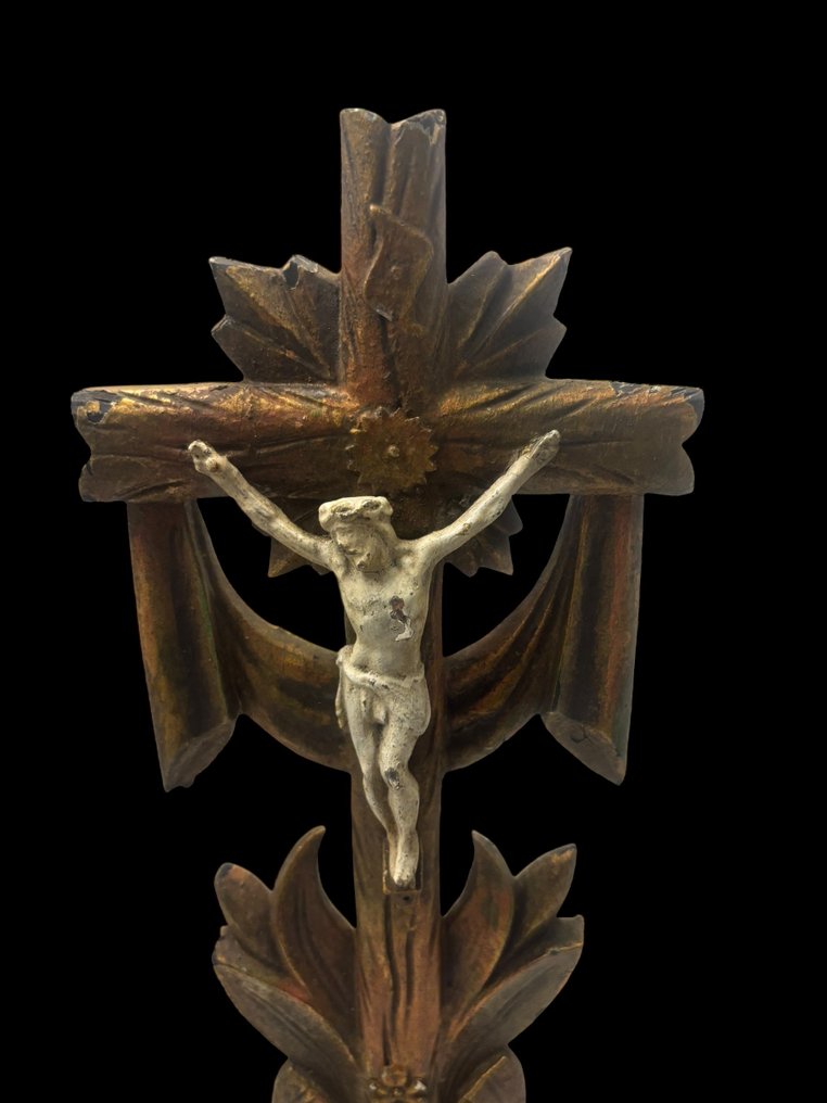 古董 (十字架状)耶稣受难像 - 木, 金属 - 20世纪初 - 38厘米  #1.0
