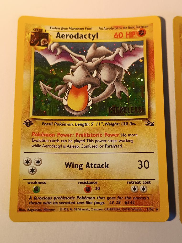 Pokémon - 2 Card - Aerodactyl first edition Prerelease Πρώτη έκδοση - WOTC - Fossil #1.0