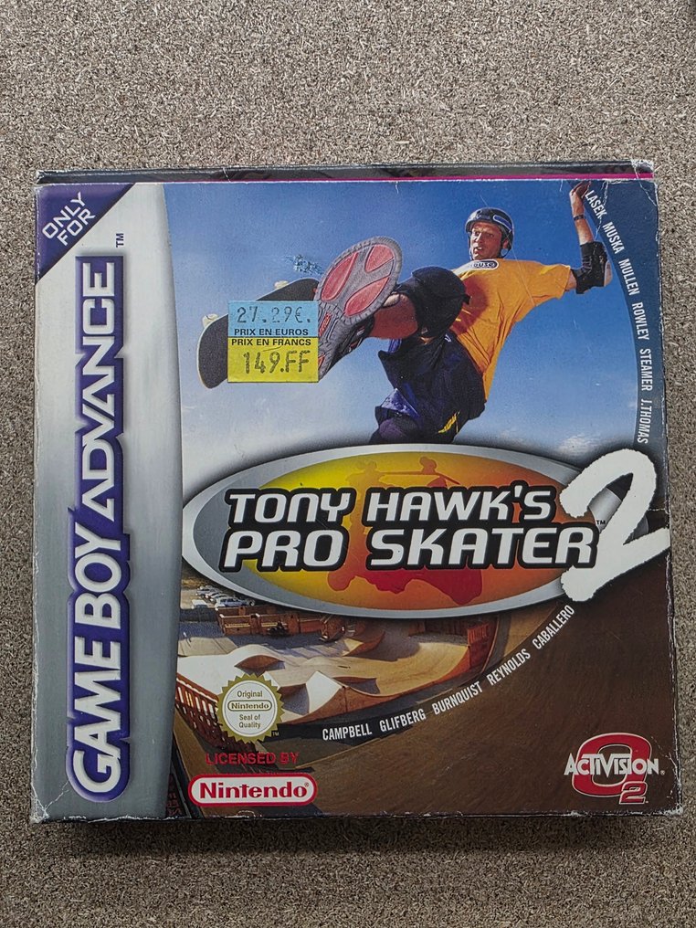 OLD STOCK Extremely Rare Nintendo Game Boy Advance TONY HAWK'S 2 PRO SKATER  First edition Eur Pal - Nintendo Gameboy, boxed with game,lnlay - Gra wideo - W oryginalnym pudełku #1.0