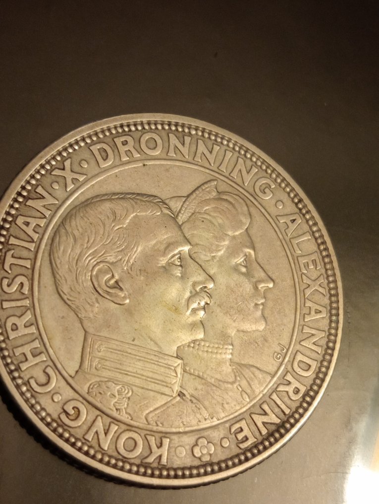 Î”Î±Î½Î¯Î±. Christian X. 2 Kroner 1923 / Silver Wedding Anniversary  (χωρίς τιμή ασφαλείας) #2.1