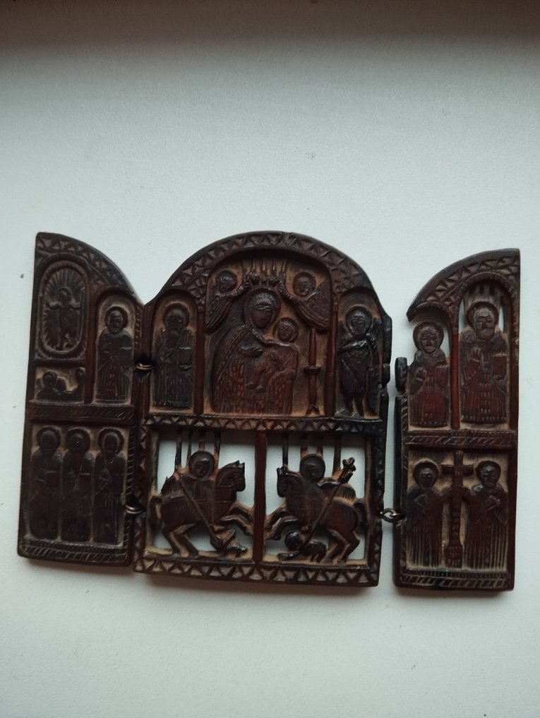 Icon - Saints, wooden carved icon - Wood #1.0