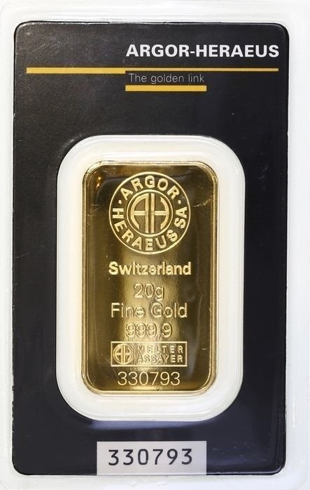 20 grams - Χρυσός .999 - Argor-Heraeus Kinebar, Switzerland - Sealed & with certificate #2.1