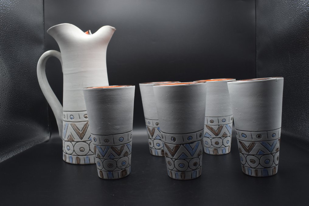 A. Maurier Vallauris - Alain Maunier - Υπηρεσία ποτού (6) - Κεραμικό - Υπηρεσία λεμονάδας #2.1