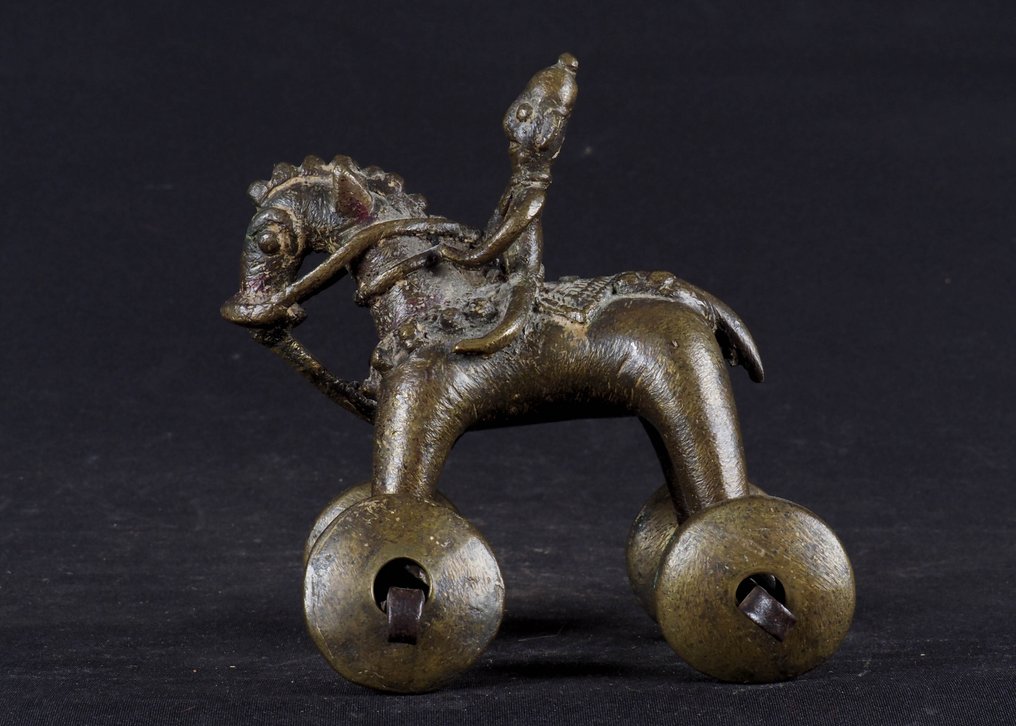 Άλογο με ιππέα, ναός, παιχνίδι - Χαλκός χυμένος - Ινδία - Early 20th century #2.1