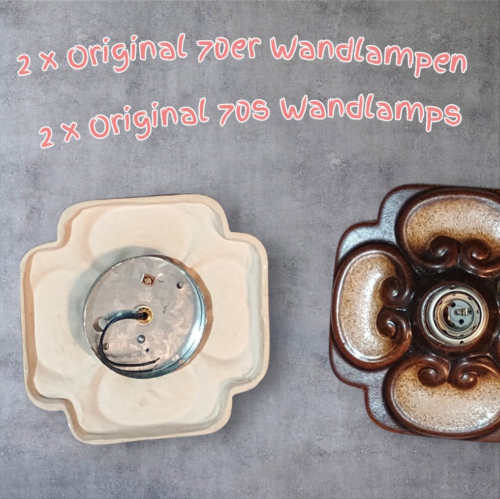 Wall sconce (2) - Creamware - 2 x original 1970s #1.0