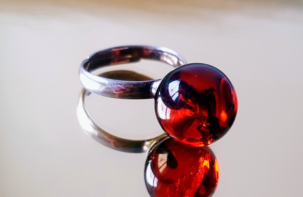 独特天然波罗的海琥珀戒指 - 银 - 琥珀  (没有保留价) #2.1