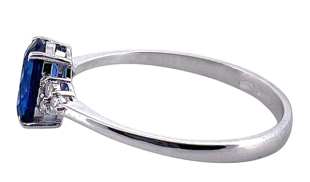 Sans prix de réserve - Bague - 18 carats Or blanc Saphir - Diamant #4.3