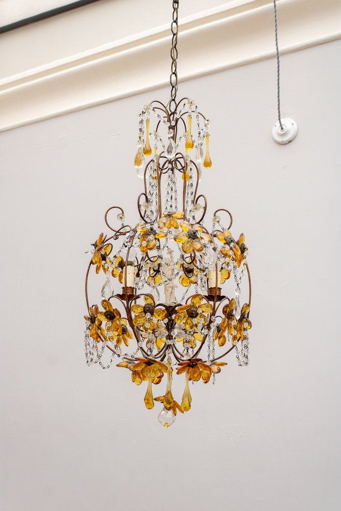 Κρεμαστό φωτιστικό - διακοσμημένο - Γυαλί Murano - ανθοί και σταγόνες #3.2