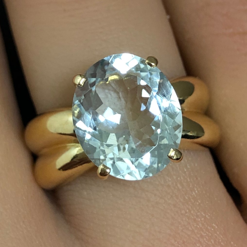 Sans prix de réserve - Bague - 18 carats Or jaune -  4.21ct. tw. Aigue-marine #2.1