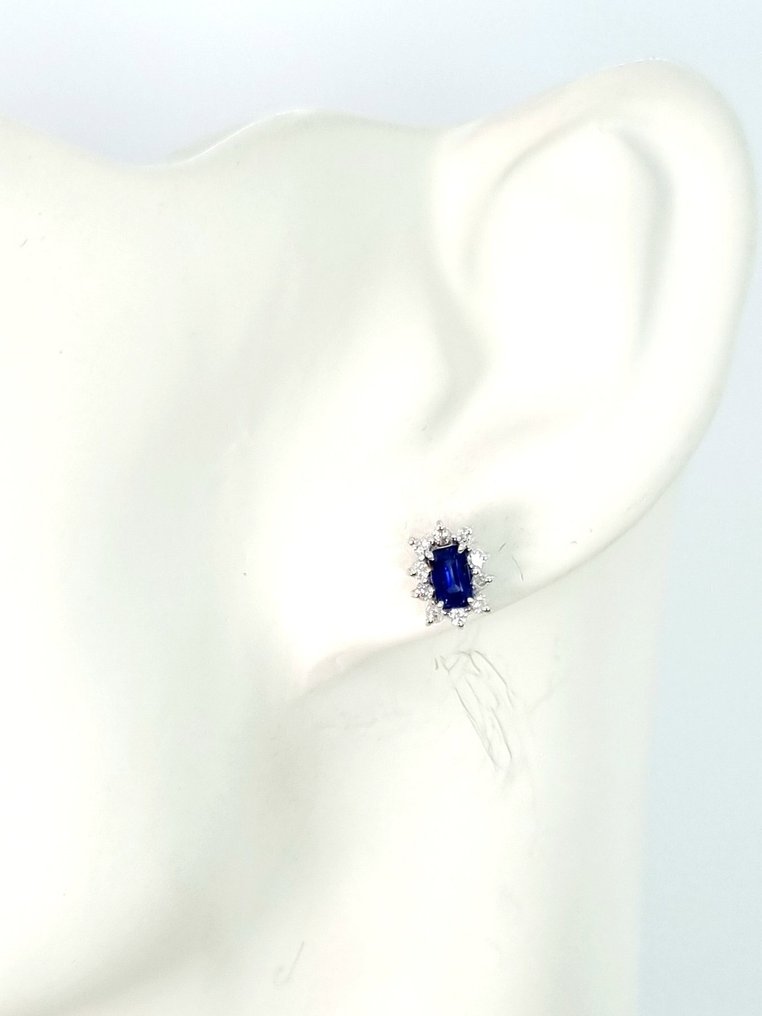 Cercei - 18 ct. Aur alb Safir - Diamant #4.3