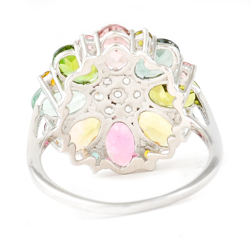 沒有保留價 - 戒指 鉑金 -  3.71ct. tw. 電氣石 - 藍寶石 #2.1