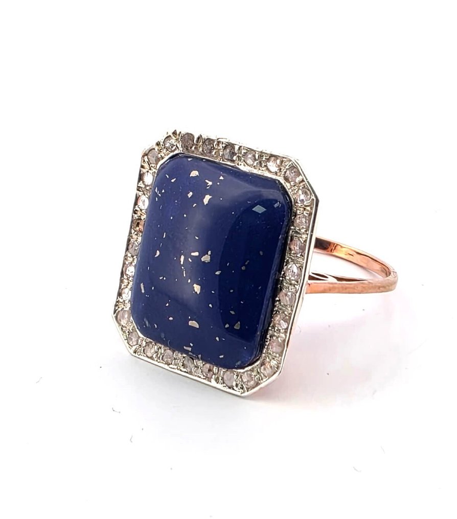 沒有保留價 - 戒指 - 9 節 玫瑰金, 銀 青金石 - 鉆石 #2.1