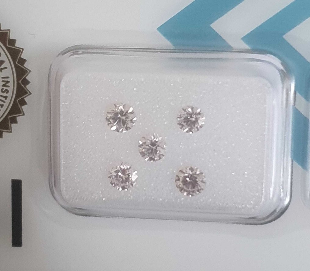 5 pcs 钻石 (天然色彩的) - 0.84 ct - 圆形 粉红色 - SI1 微内含一级 - 国际宝石研究院(IGI) #4.3