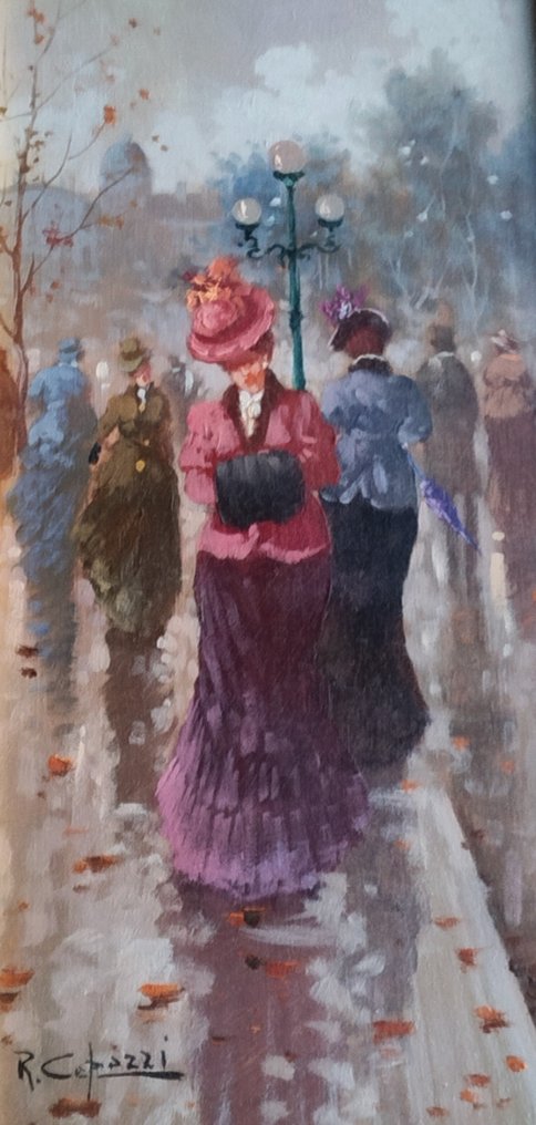 Raffaele Capozzi (1938) - Scena parigina con dama #1.0