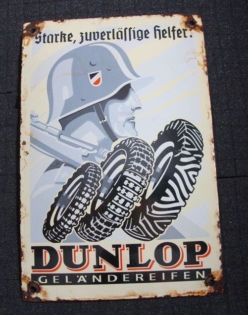 Dunlop 邮件牌，坚固可靠的助手， Wehrmacht 搪瓷牌 - 珐琅标志 - 搪瓷 #1.0
