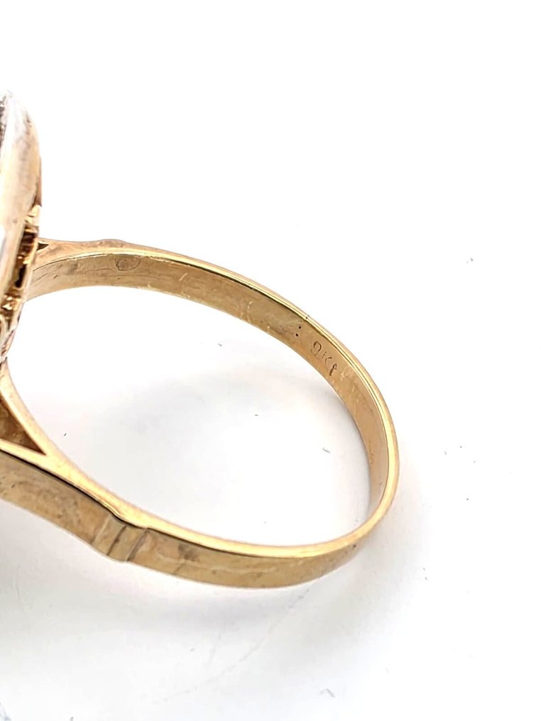 Ohne mindestpreis - Ring - 9 Kt Gelbgold, Silber Saphir - Diamant #4.3