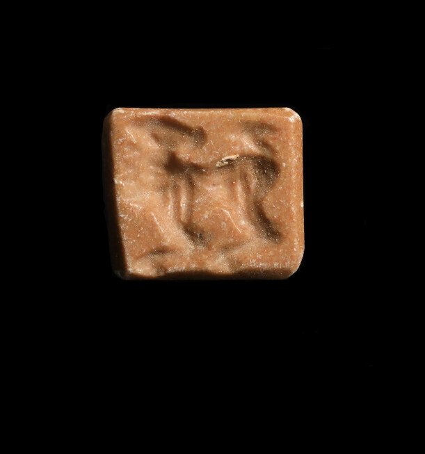 Δυτικά Ασιατικά Μπεζ Σκληρός Λίθος Σφραγίδα με φυλαχτό με ζωομορφική μορφή.  (χωρίς τιμή ασφαλείας) #1.0