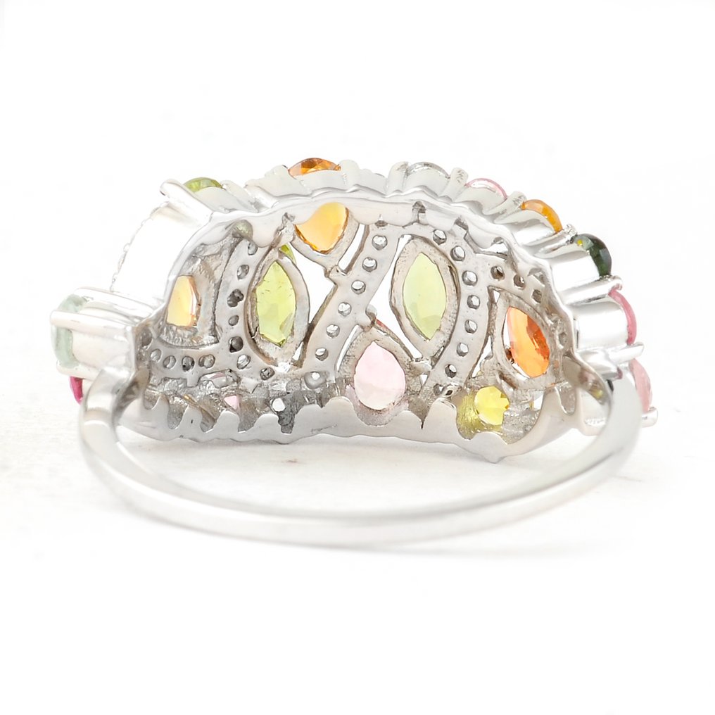 χωρίς τιμή ασφαλείας - Δαχτυλίδι Πλατίνα -  1.54ct. tw. Τουρμαλίνης - Ζαφείρι #2.1